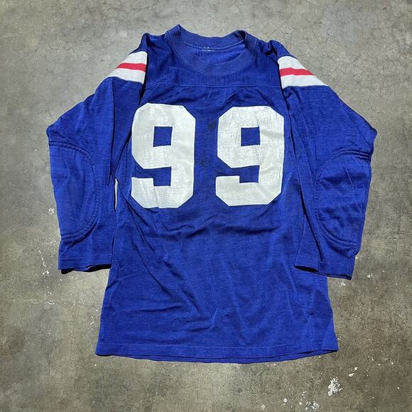 Vintage 50s 60s Blue/Red Rayon Varsity Football Jersey - Picture 1 of 4